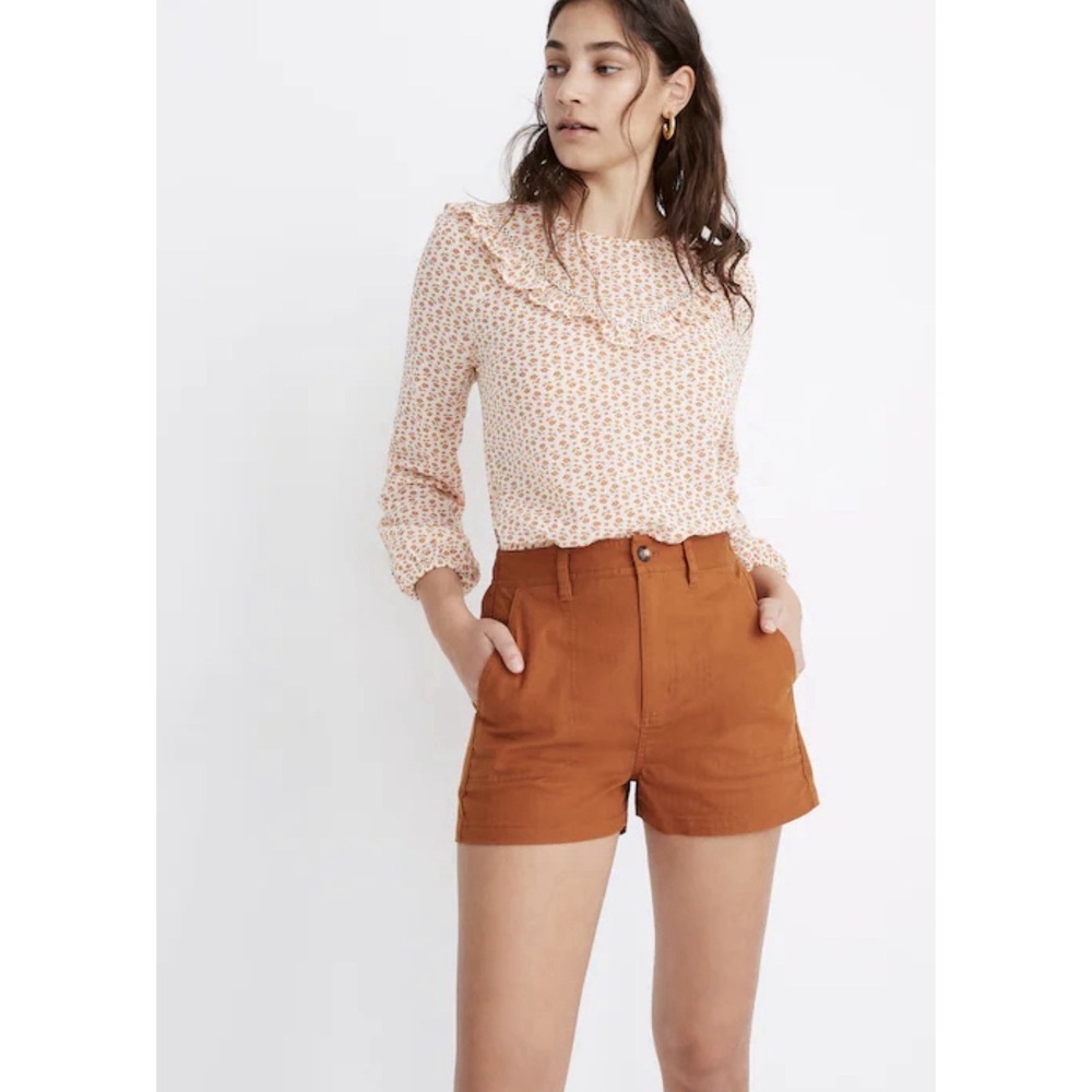 NEW! Madewell Camp Shorts High Rise Utility Thai Chili Orange Red SZ S